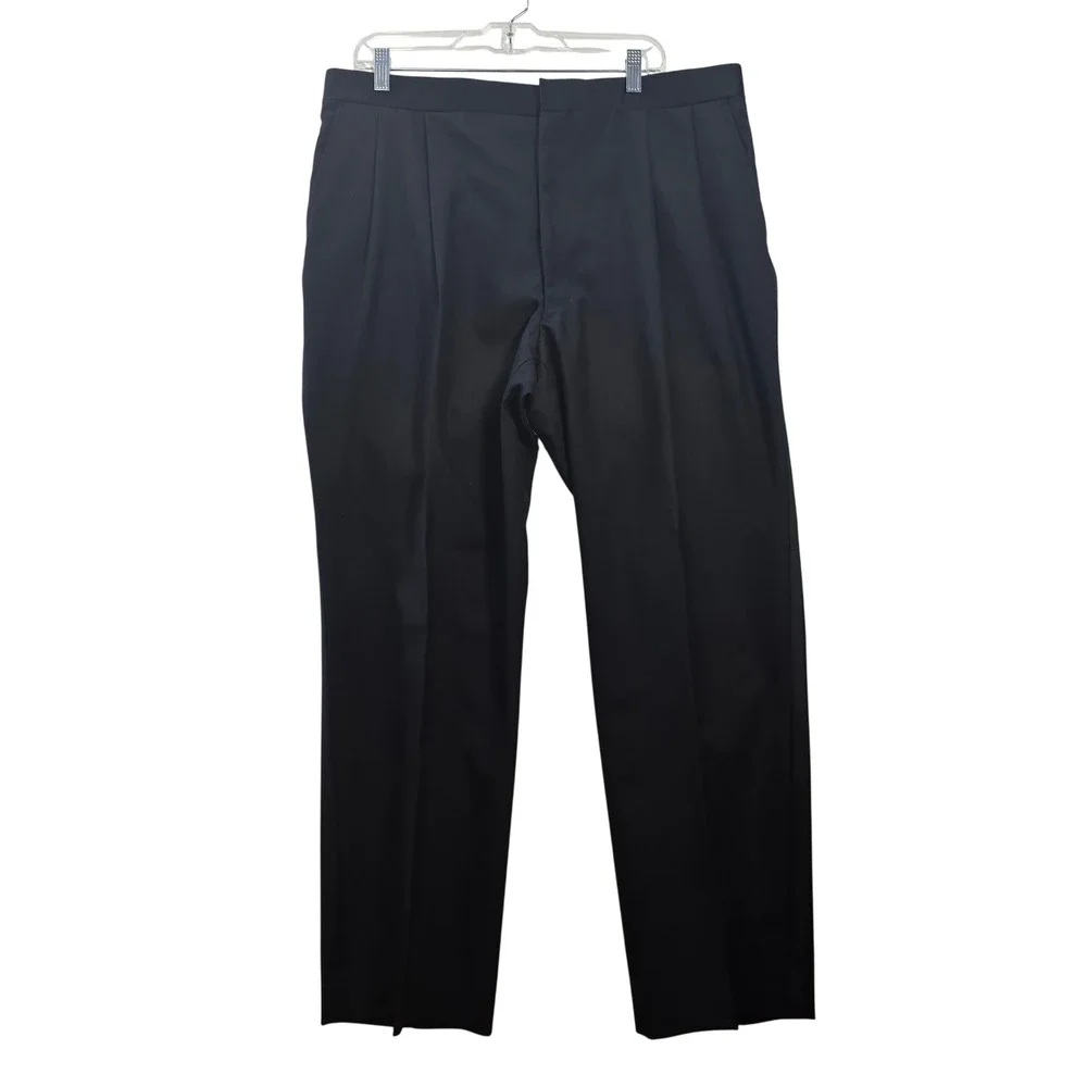 Giannelli Mens Black Double Breasted Tuxedo Suit Wool Blend Size 44L Peak Lapel